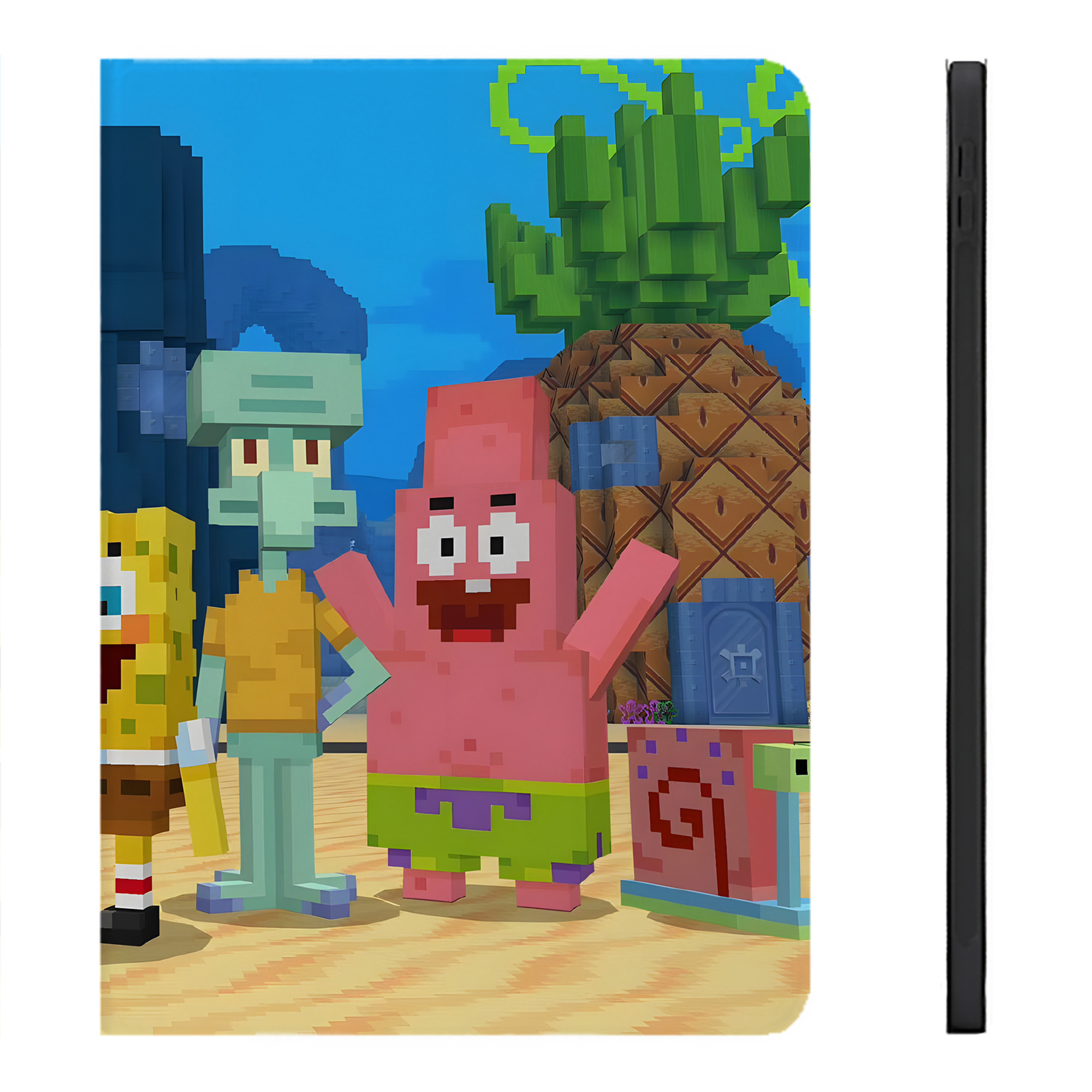 （画像用） マインクラフト ブロックの世界 Minecraft MC Block world IPadケース ペンホルダー付き ブックスタイルデザイン